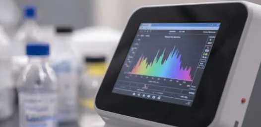 UV-Vis spectrophotometer screen showing a spectrum