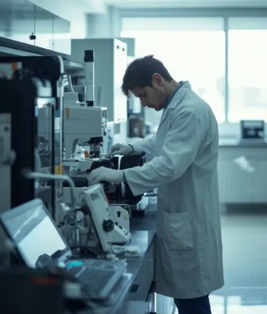 Engineer carrying out scheduled maintenance on an instrument